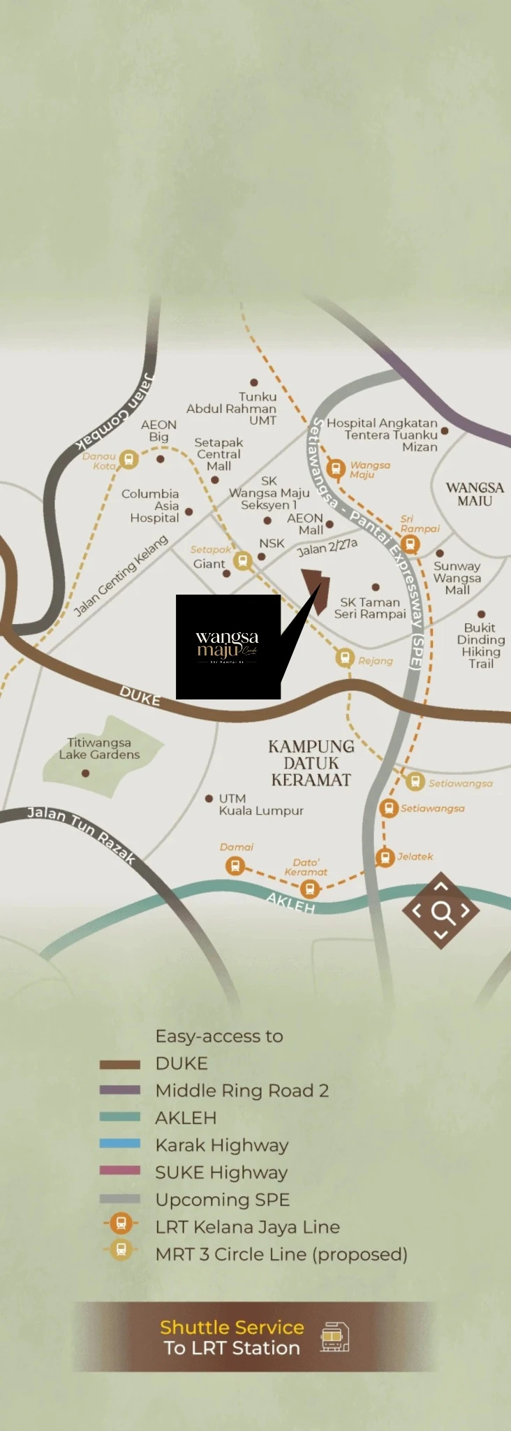 Location map showing Wangsa Maju and Sri Rampai connectivity